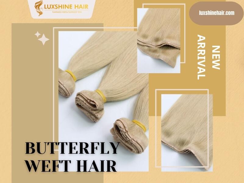 Luxshine Butterfly Weft Human Hair Extensions - Soft and Flat Finish for Fine Hair