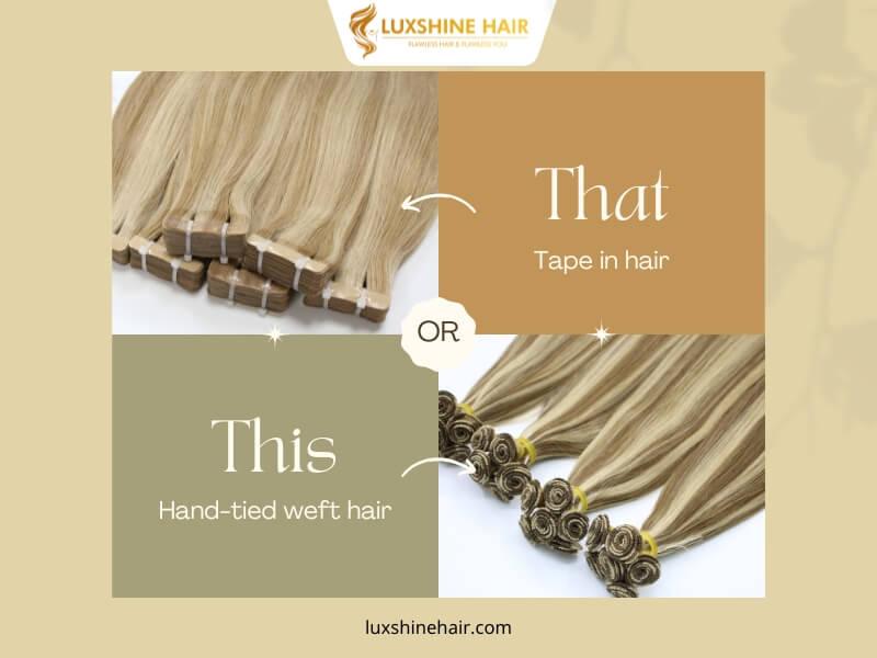 Hand Tied vs Tape In Extensions 10 02 2026 - Luxshine Hair Hand Tied vs Tape In Extensions