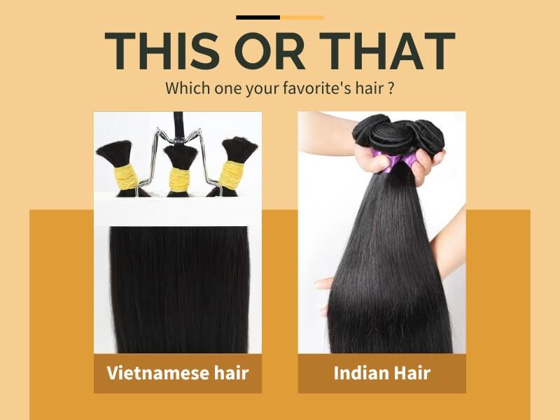 The ultimate straight texture compared to the natural waves of Indian hair
