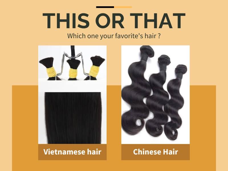 Vietnamese hair stays silky while Chinese hair often relies on silicone