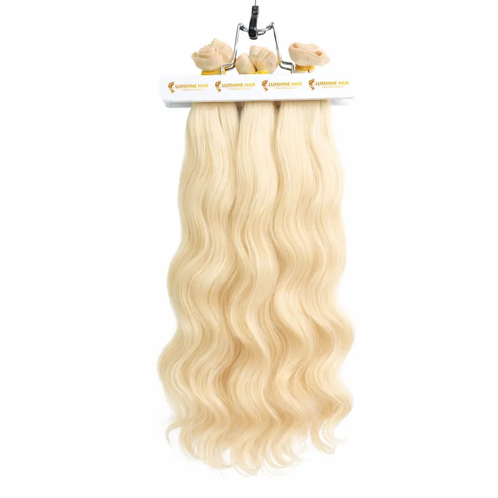 Butterfly Weft Hair Extensions White Blonde Water Body Wavy