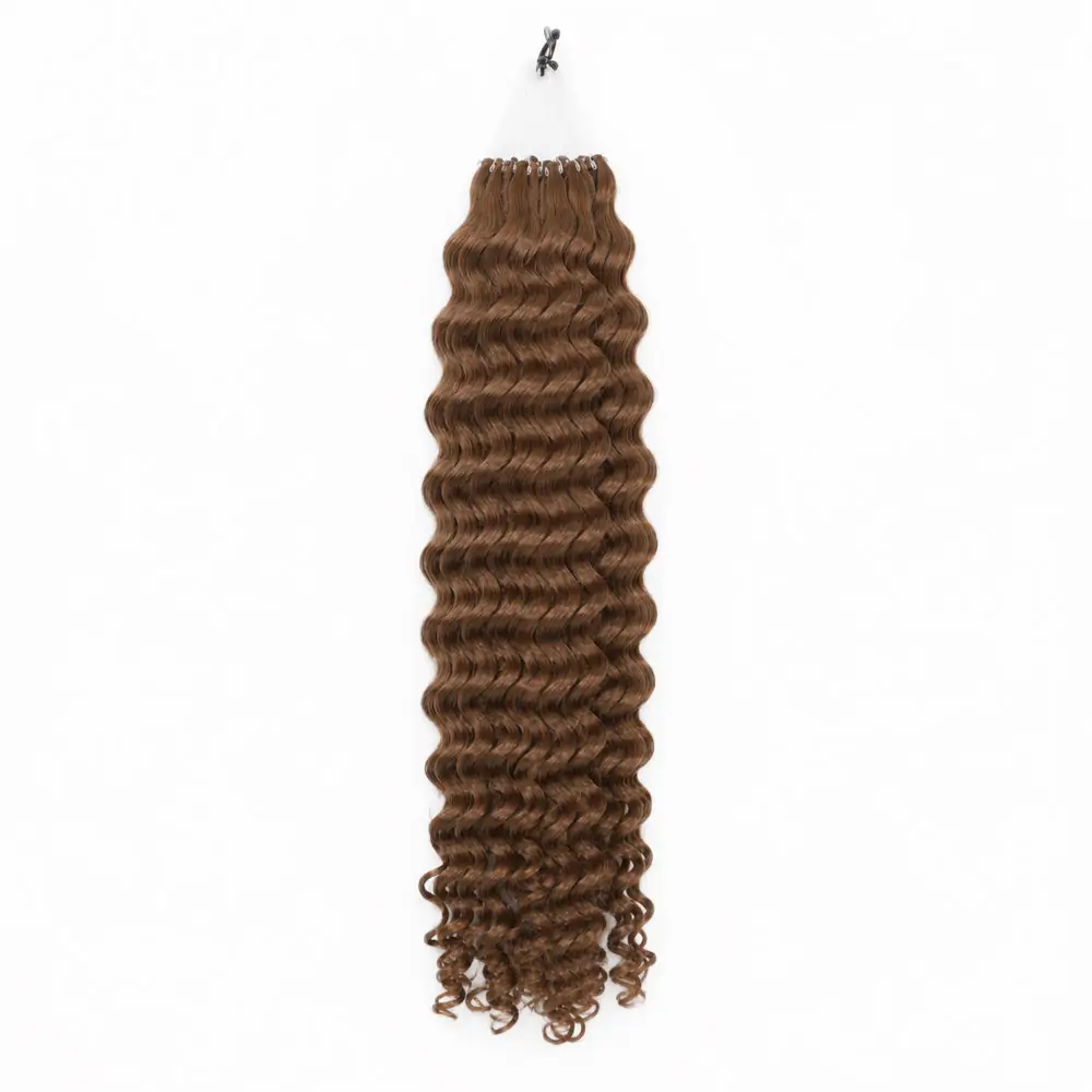 Feather Weft Hair Extensions Deep Wavy 20 05 2026 4 - Luxshine Hair Feather Weft Hair Extensions Light Brown Deep Wavy