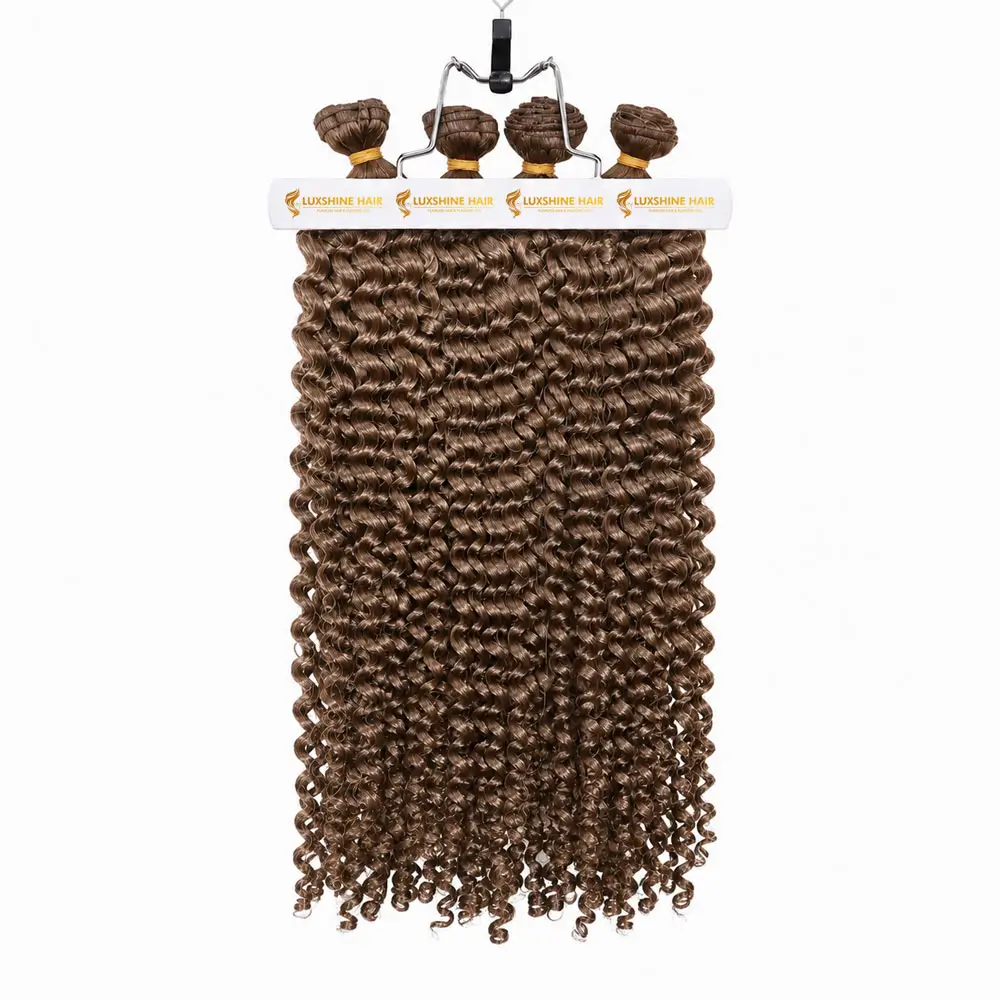 Flat Weft Hair Extensions Deep Curly 21 05 2026 4 - Luxshine Hair Flat Weft Hair Extensions Light Brown Deep Curly