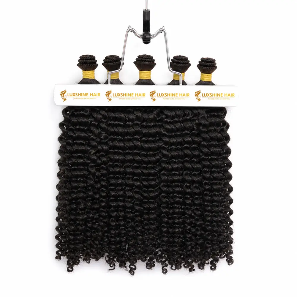 Hand Tied Weft Extensions Natural Color Deep Curly