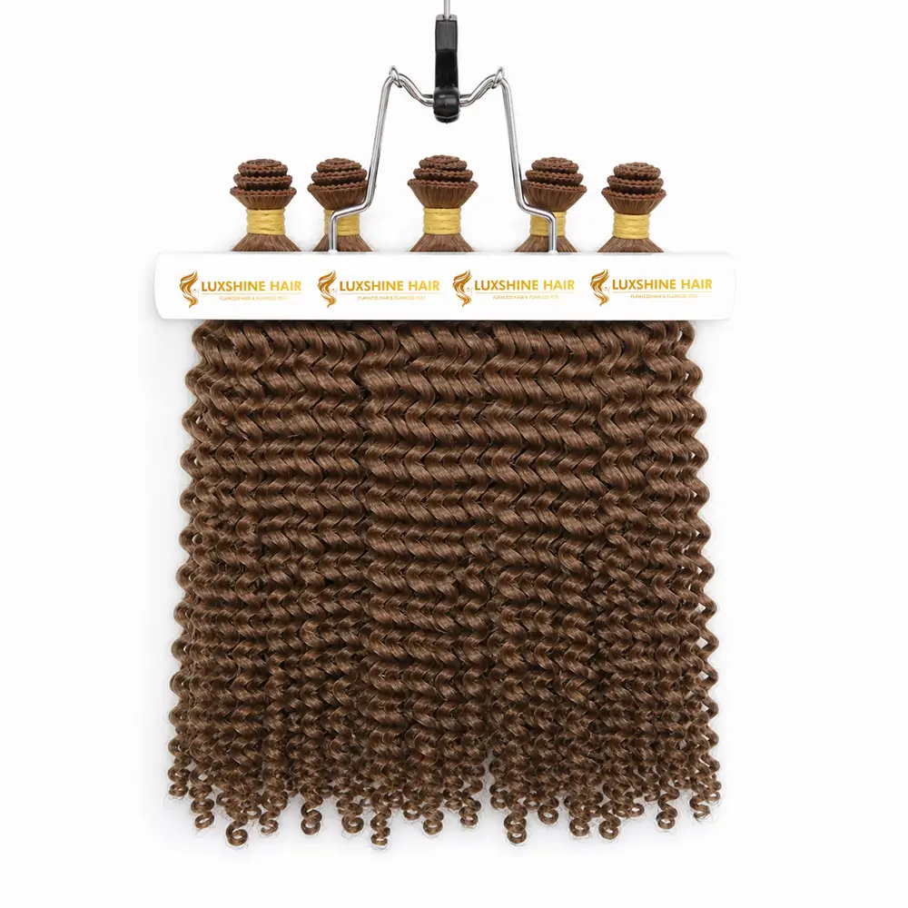 Hand Tied Weft Extensions Light Brown Deep Curly