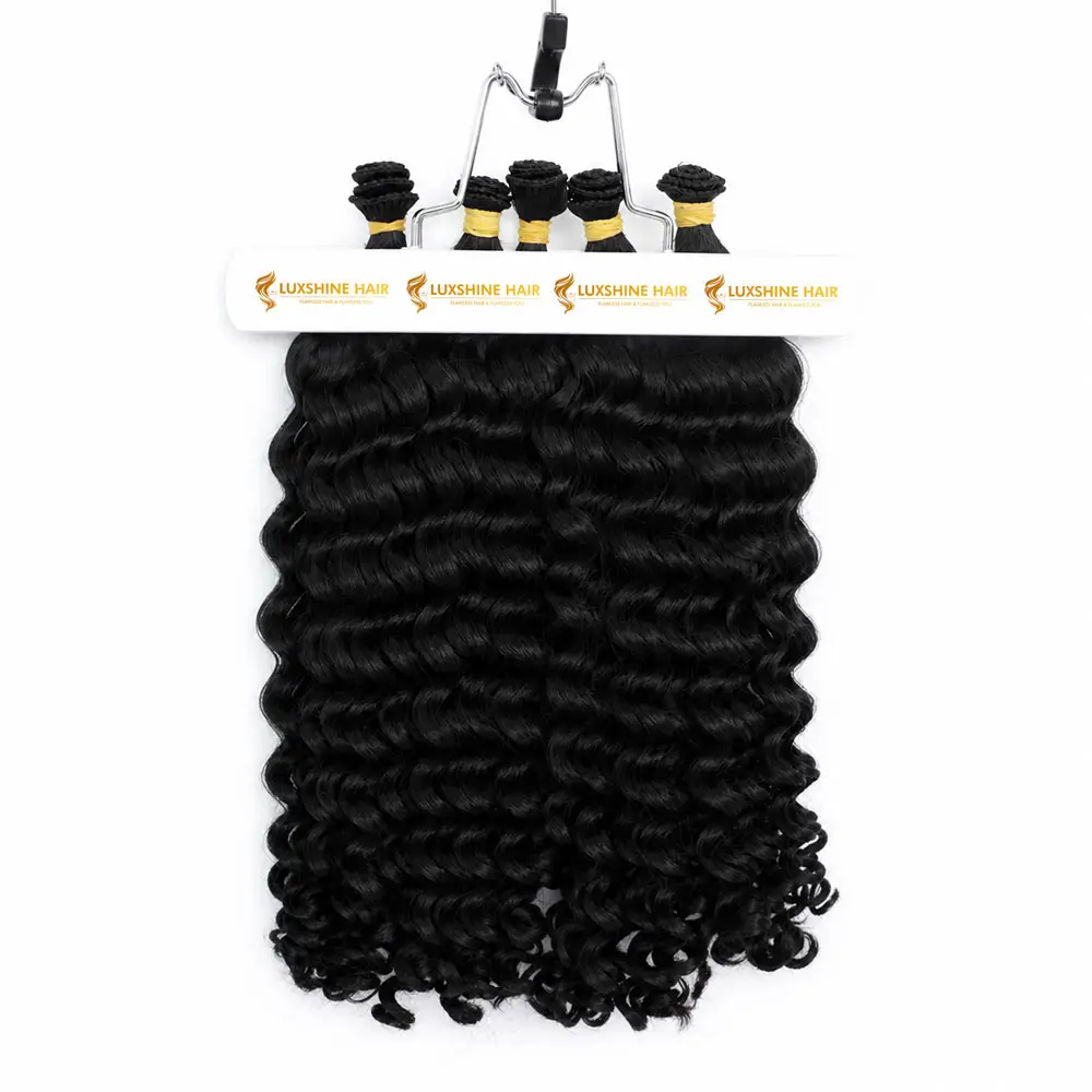 Hand Tied Weft Extensions Natural Color Deep Wavy