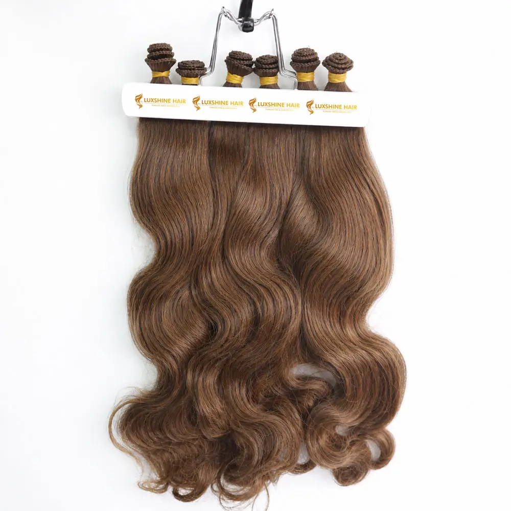 Hand Tied Weft Extensions Light Brown Water Body Wavy