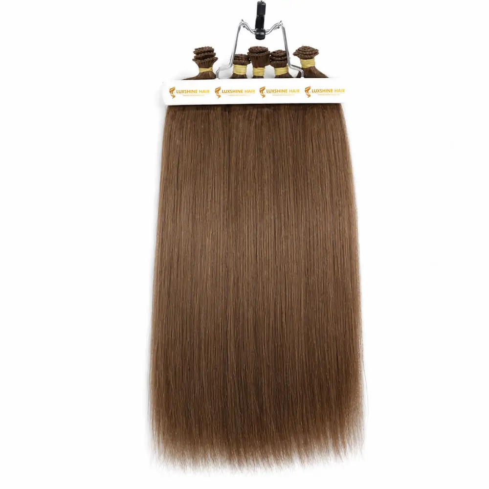 Hand Tied Weft Extensions Light Brown Yaki Straight