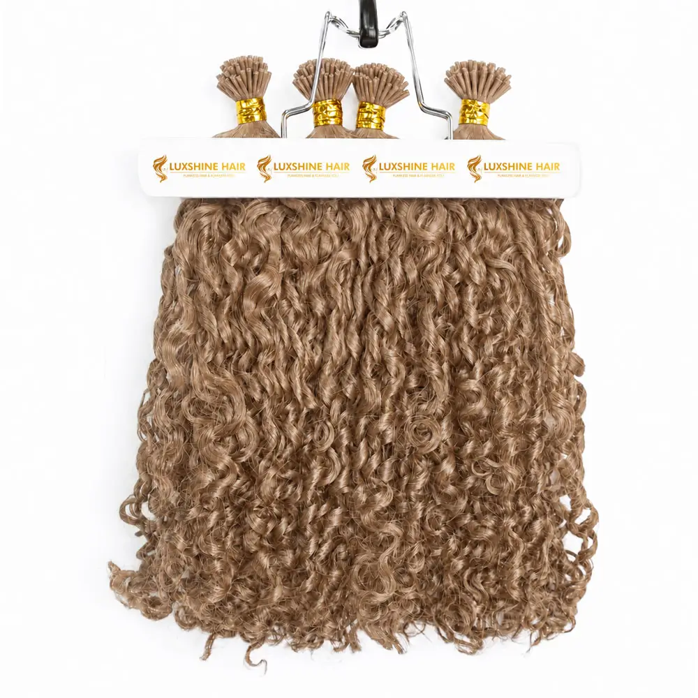 I-Tip Extensions Light Brown Romantic Curly