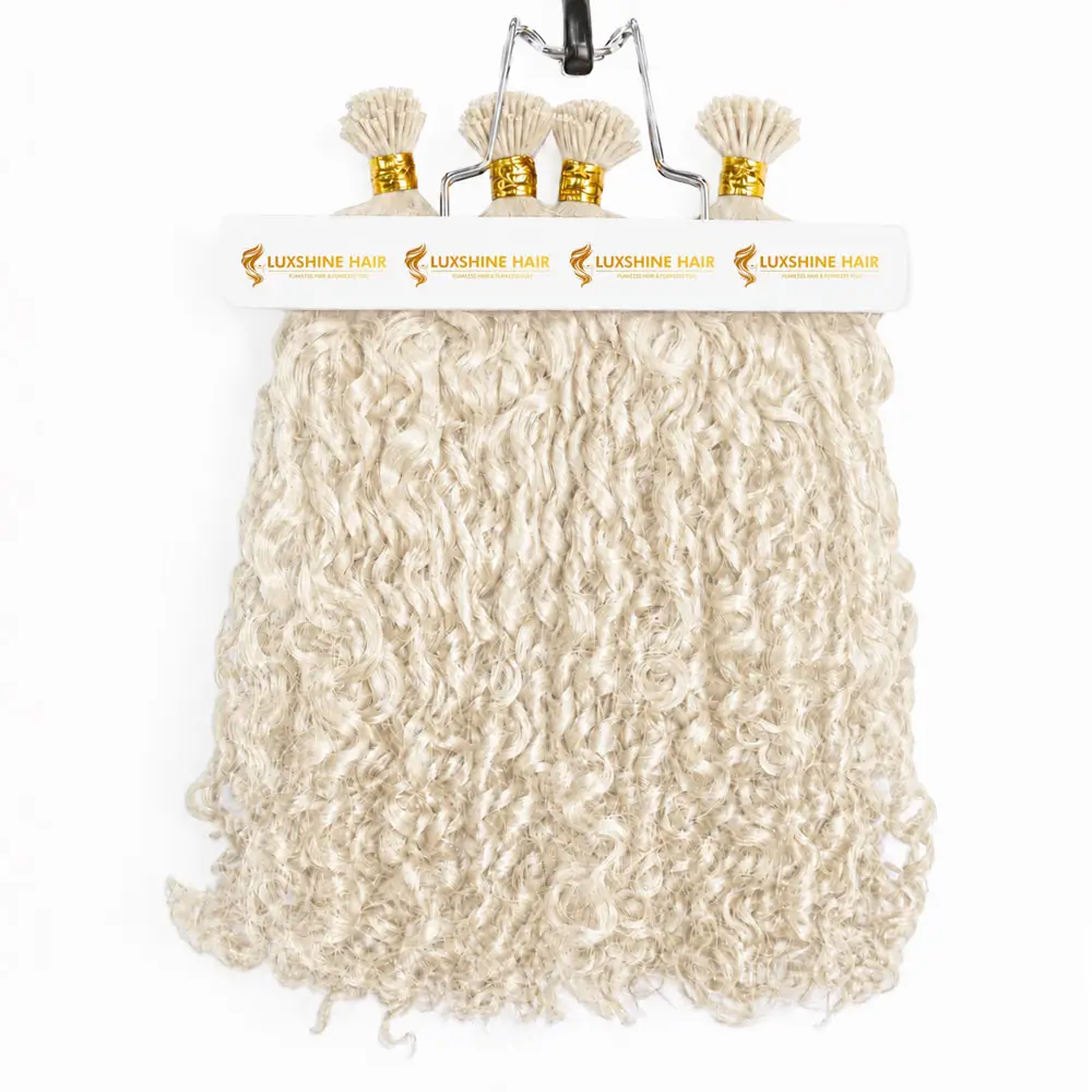 I-Tip Extensions White Blonde Romantic Curly