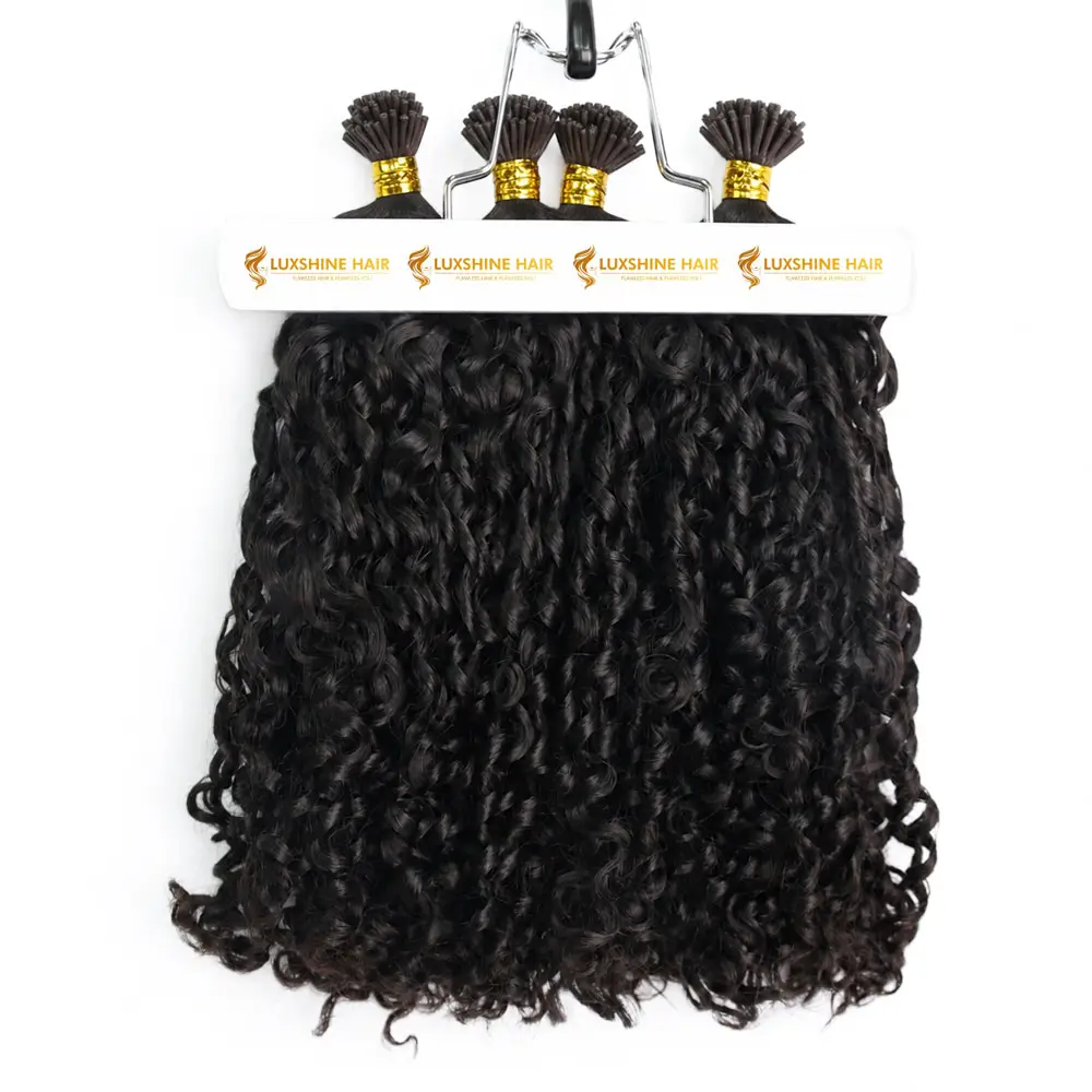 I-Tip Extensions Natural Color Romantic Curly