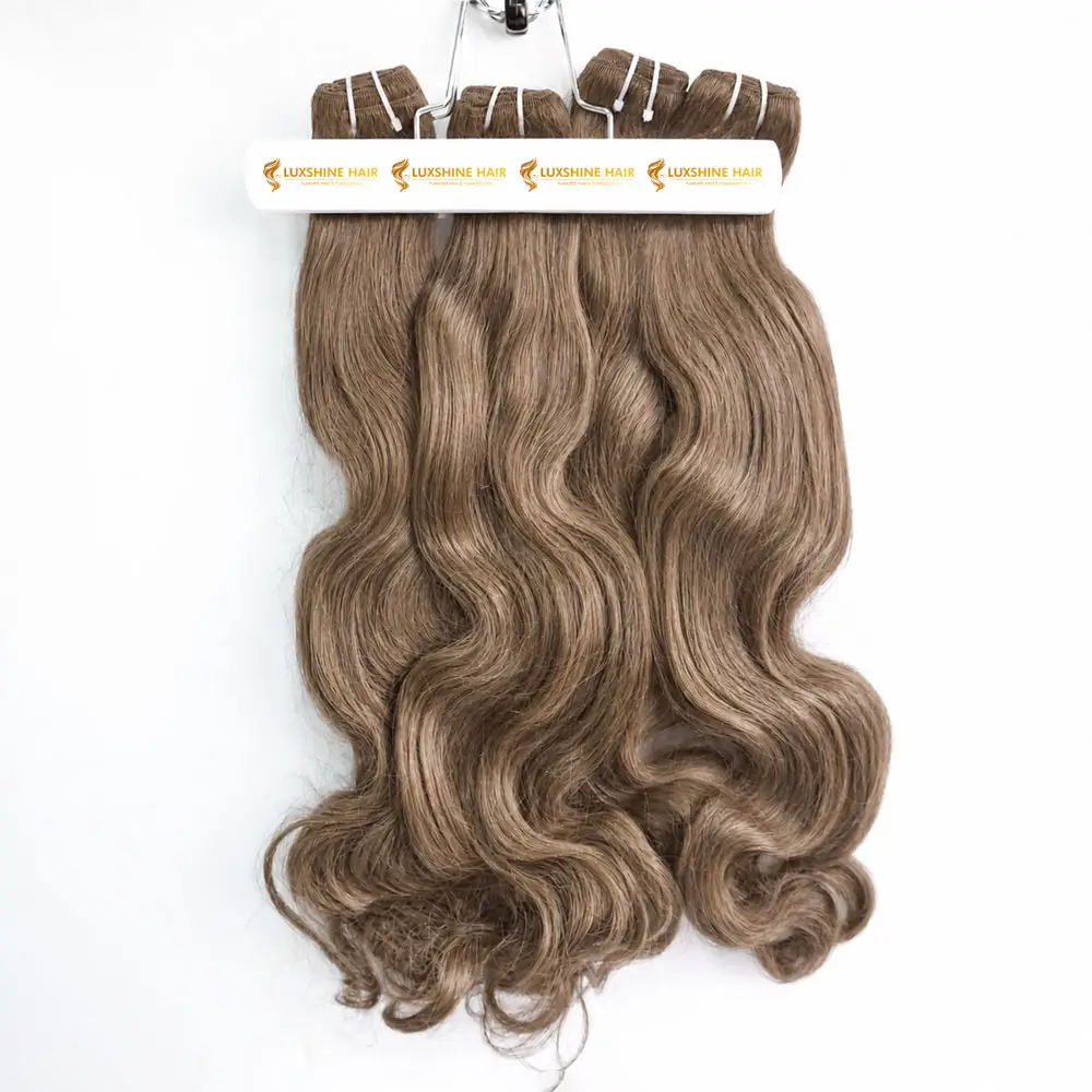 Machine Weft Hair Extensions Light Brown Water Body Wavy