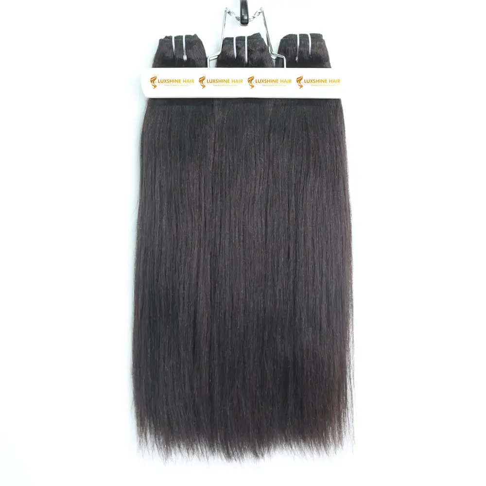Machine Weft Hair Extensions Yaki Straight 1 - Luxshine Hair Machine Weft Hair Extensions Natural Color Yaki Straight