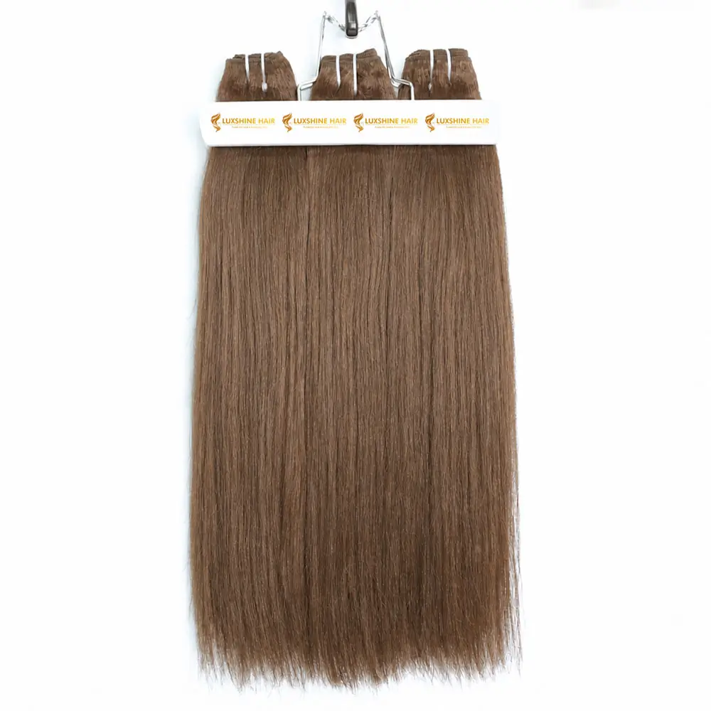 Machine Weft Hair Extensions Yaki Straight 4 - Luxshine Hair Machine Weft Hair Extensions Light Brown Yaki Straight