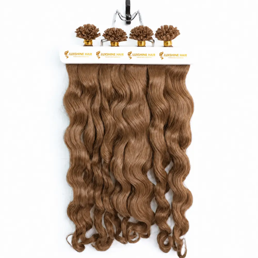 U Tip Hair Extensions Light Brown Body Wavy