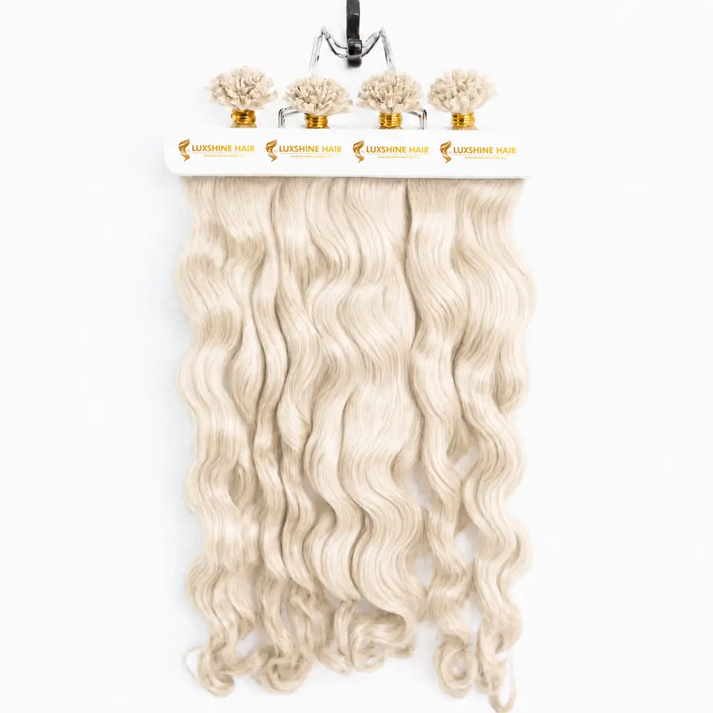 U Tip Hair Extensions Body Wavy 18 05 2026 5 - Luxshine Hair U Tip Hair Extensions White Blonde Body Wavy