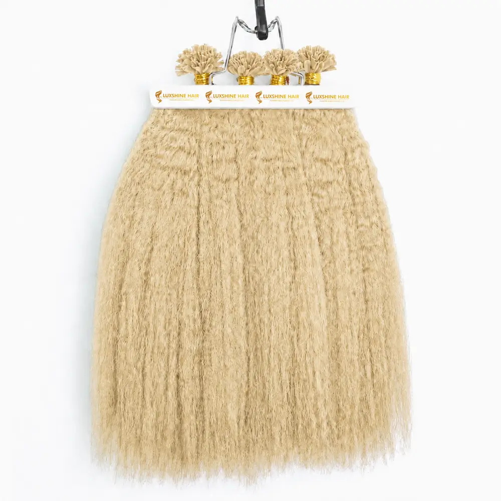 U Tip Hair Extensions Light Blonde Kinky Straight