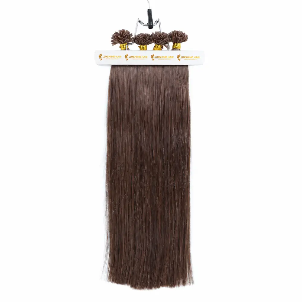 U Tip Hair Extensions Brown Natural Straight