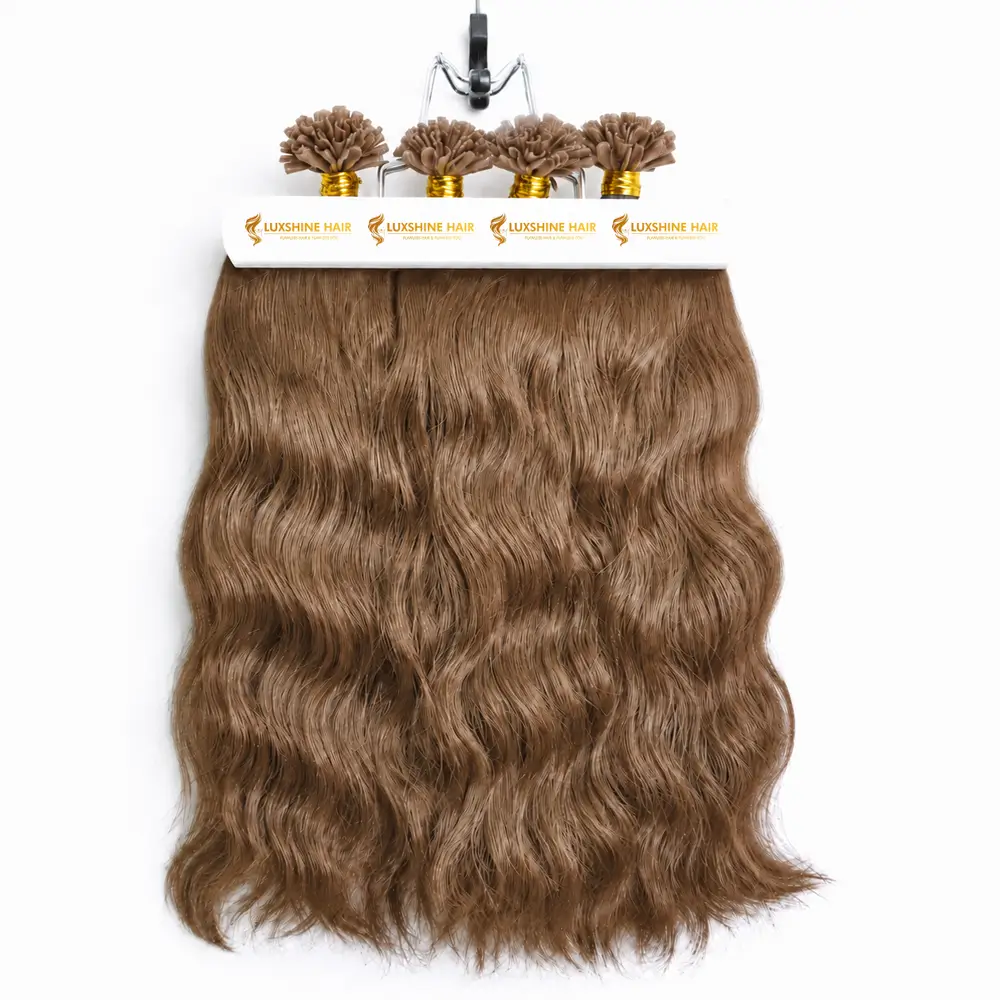 U Tip Hair Extensions Light Brown Natural Wavy