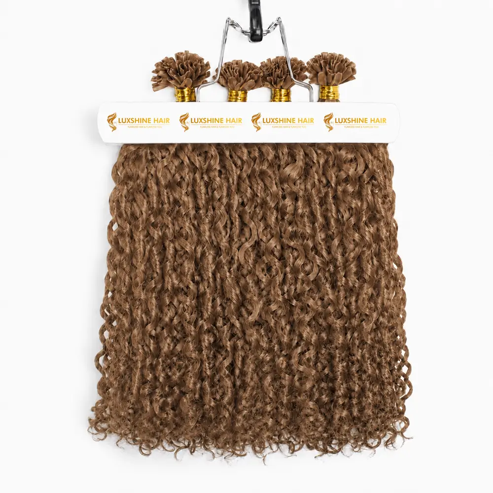 U Tip Hair Extensions Romantic Curly 19 05 2026 4 - Luxshine Hair U Tip Hair Extensions Light Brown Romantic Curly