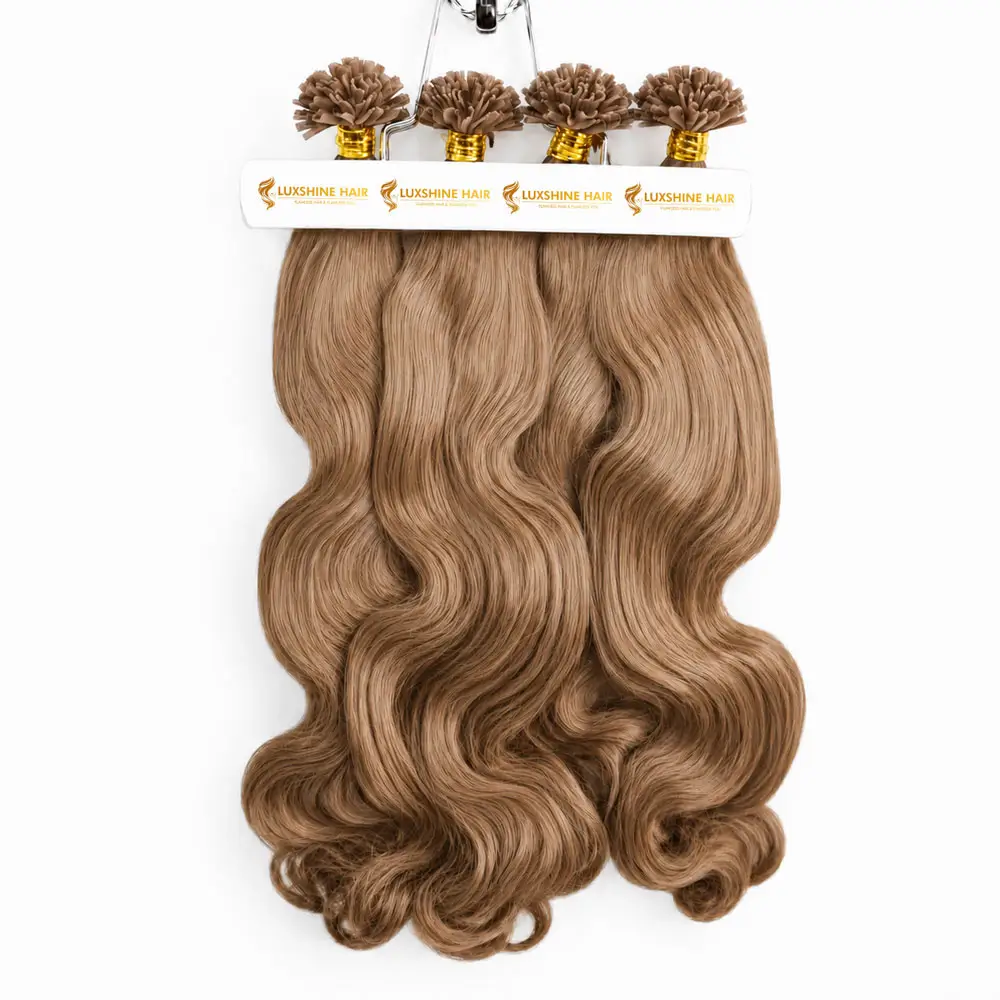 U Tip Hair Extensions Light Brown Water Body Wavy