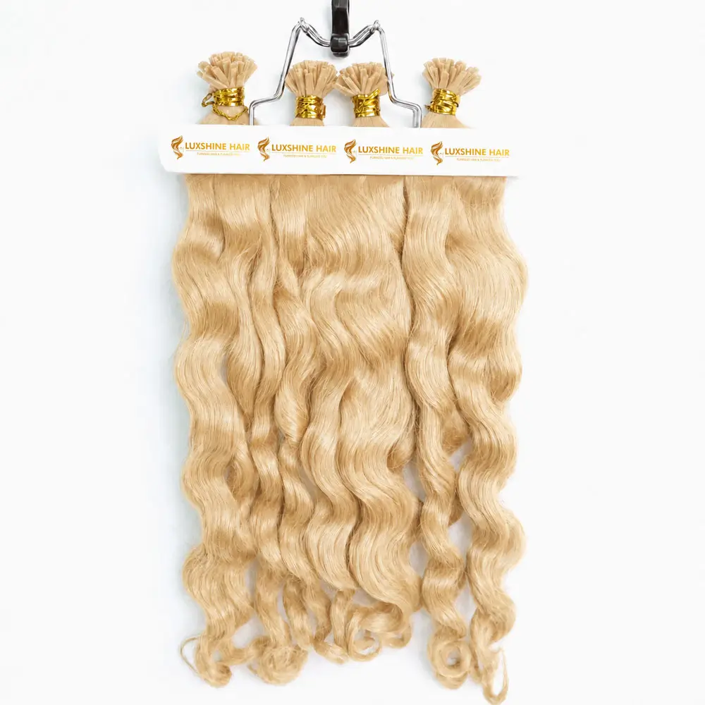 Flat Tip Hair Extensions Light Blonde Body Wavy