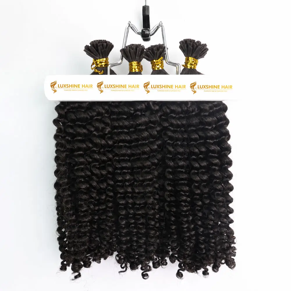 Flat Tip Hair Extensions Natural Color Deep Curly