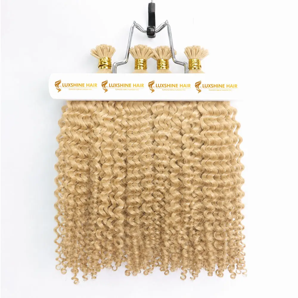 Flat Tip Hair Extensions Light Blonde Deep Curly