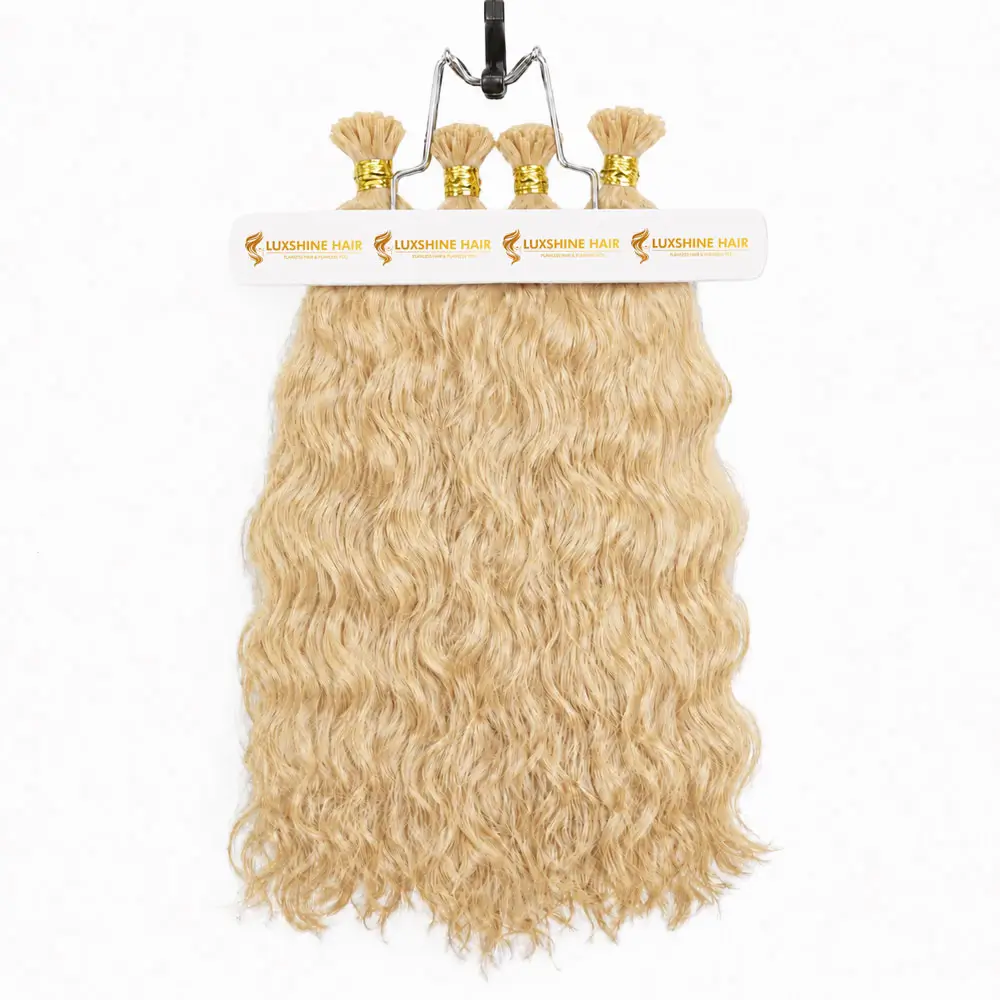 Flat Tip Hair Extensions Natural Wavy 02 06 2026 2 - Luxshine Hair Flat Tip Hair Extensions Light Blonde Natural Wavy