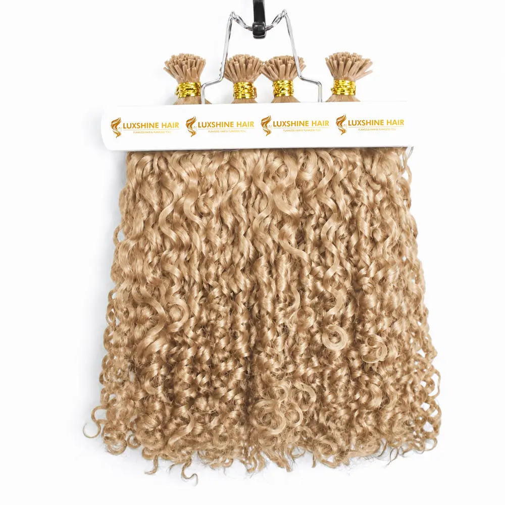 Flat Tip Hair Extensions Light Blonde Romantic Curly