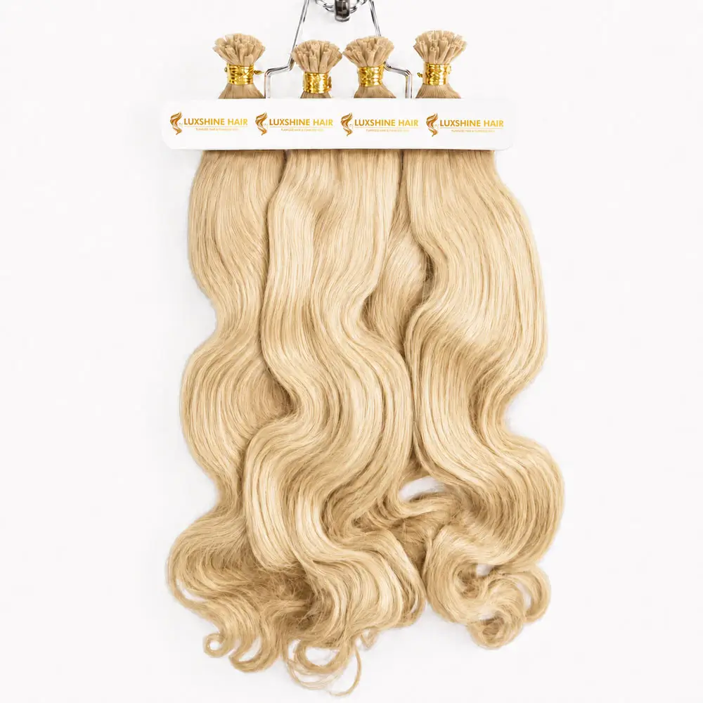 Flat Tip Hair Extensions Light Blonde Water Body Wavy