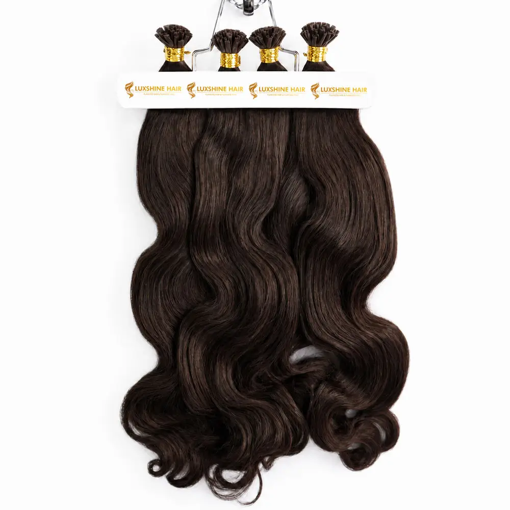 Flat Tip Hair Extensions Brown Water Body Wavy