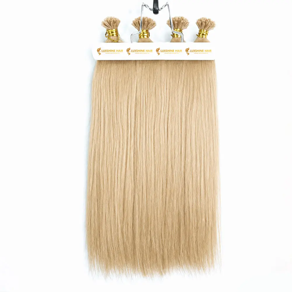 Flat Tip Hair Extensions Light Blonde Yaki Straight
