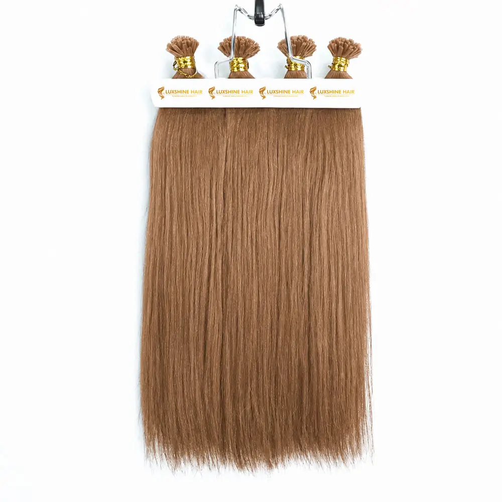 Flat Tip Hair Extensions Yaki Straight 01 06 2026 4 - Luxshine Hair Flat Tip Hair Extensions Light Brown Yaki Straight