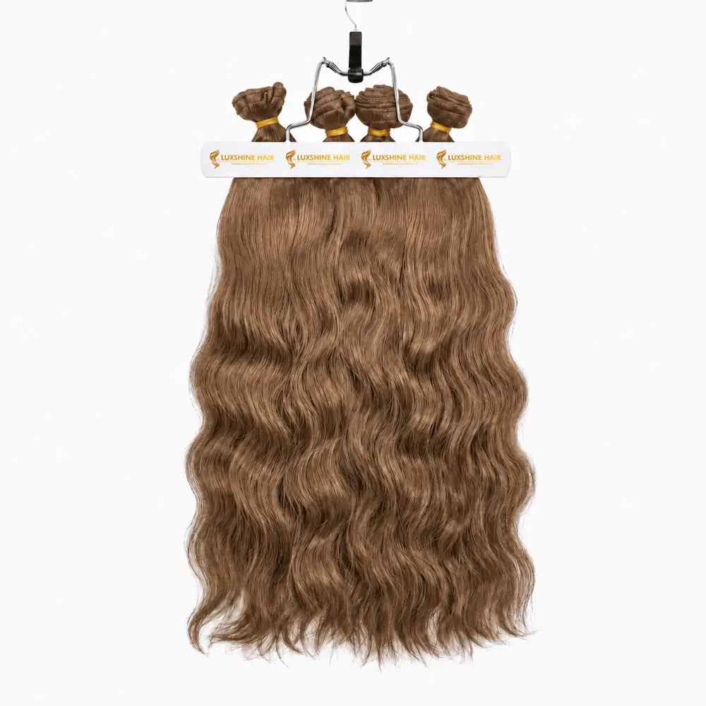 Flat Weft Hair Extensions Natural Wavy 06 01 2026 5 - Luxshine Hair Flat Weft Hair Extensions Light Brown Natural Wavy