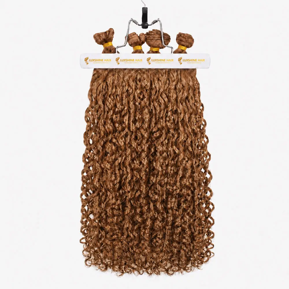 Flat Weft Hair Extensions Light Brown Romantic Curly