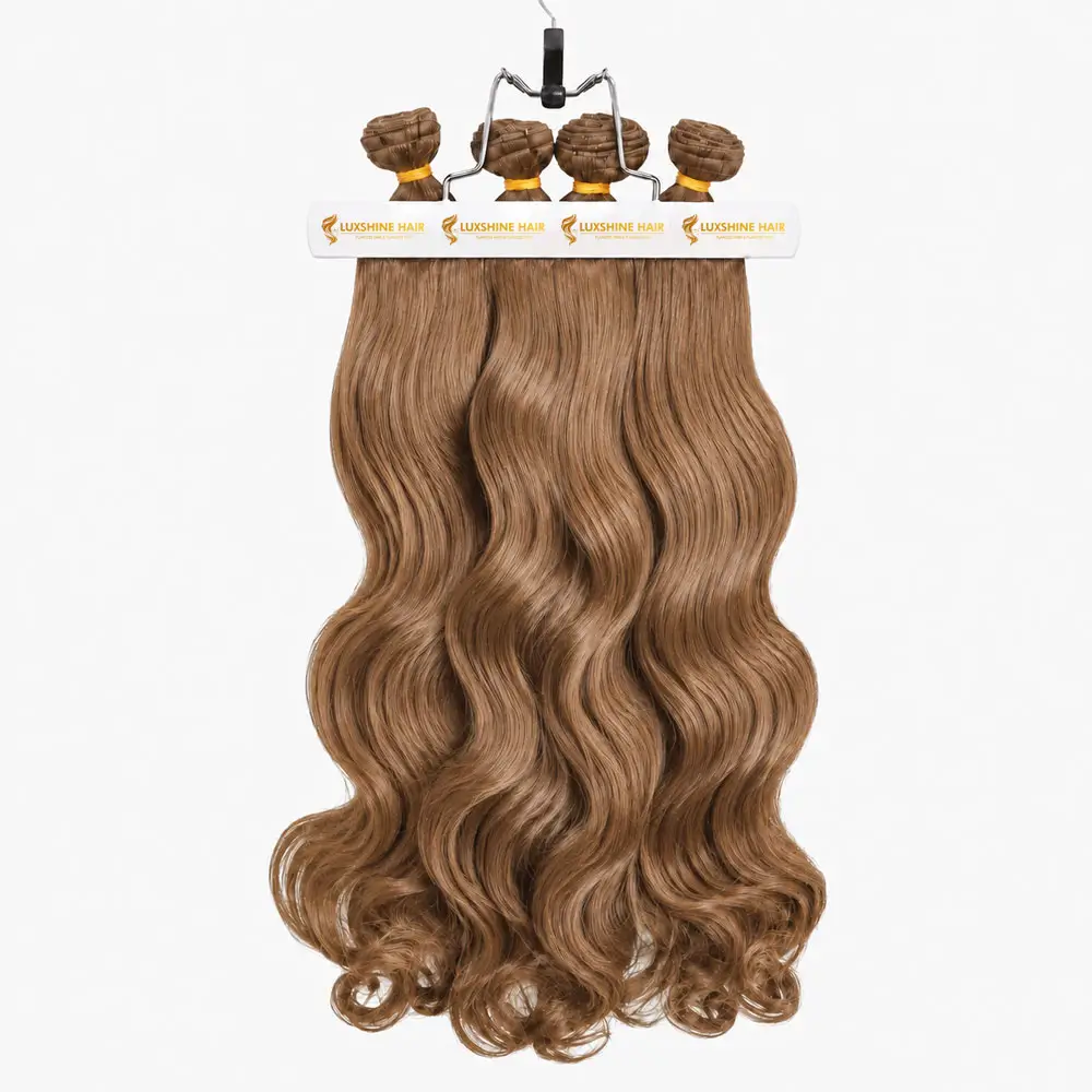 Flat Weft Hair Extensions Light Brown Water Body Wavy