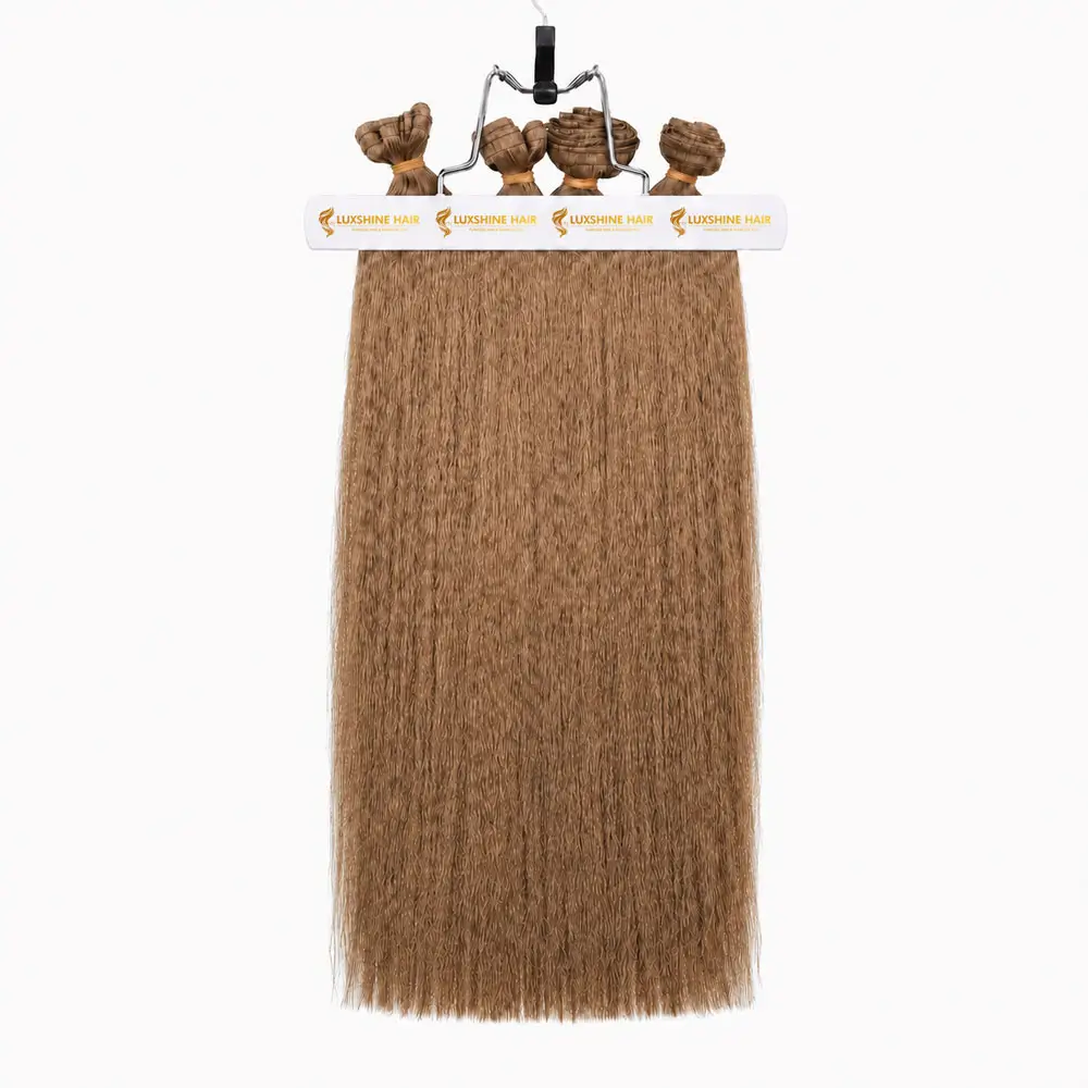 Flat Weft Hair Extensions Light Brown Yaki Straight