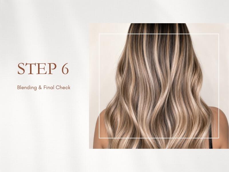 The final cut and blend, ensuring the extensions mimic the natural movement of the client's hair