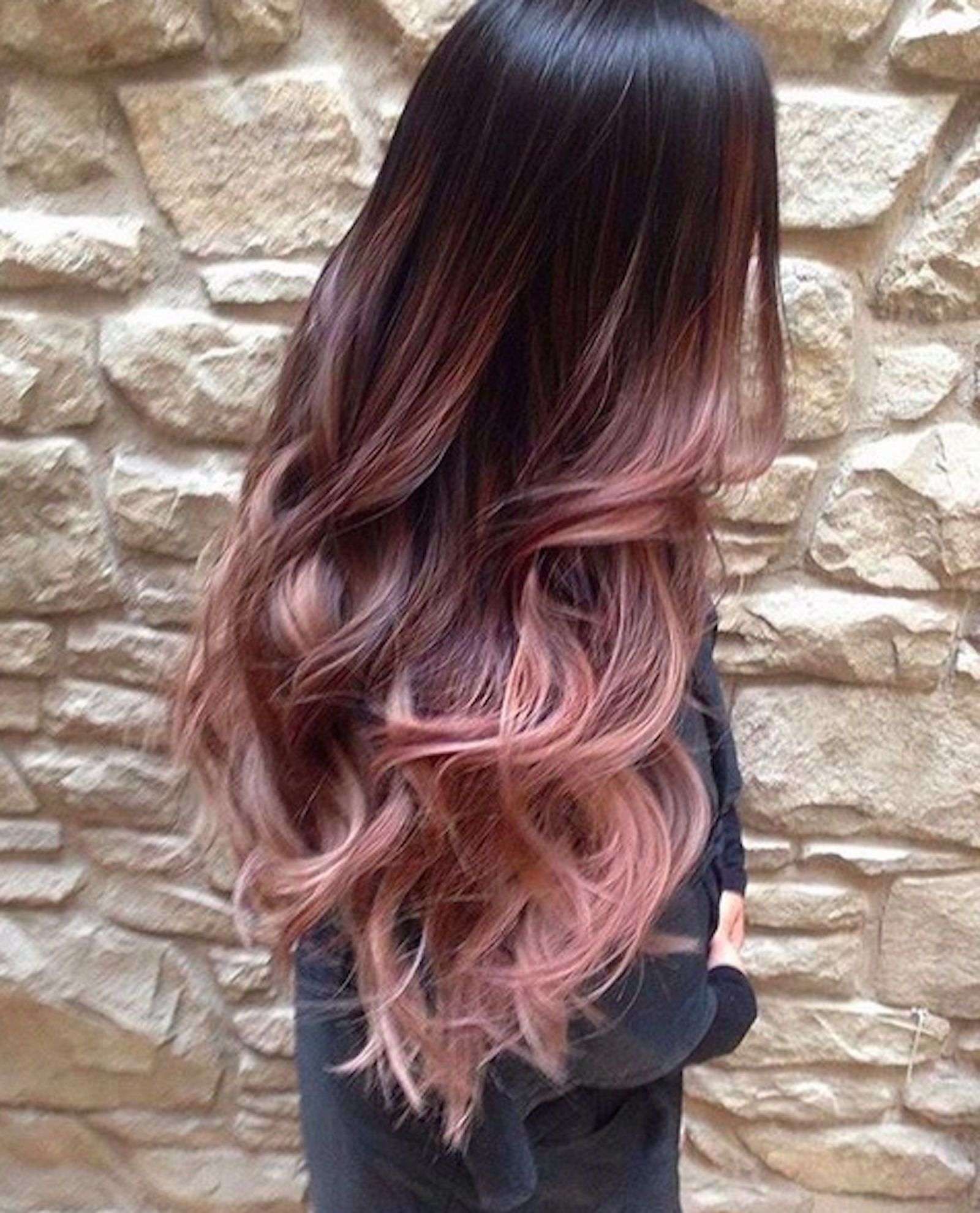 Black to rose gold ombre