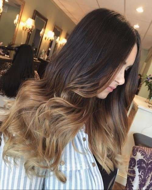 Brown to golden blonde ombre hair