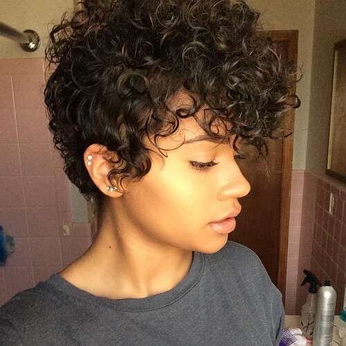 Curly pixie cut
