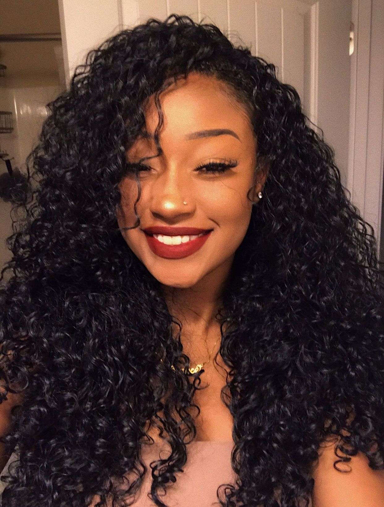 Deep curly weave hairstyle
