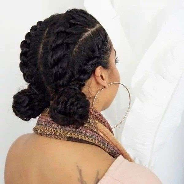 French Cornrows With Two Low Bun