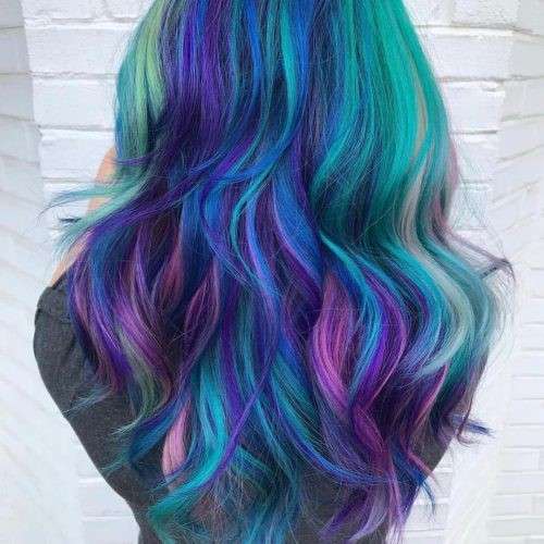 Galaxy Hair Color Purple and Aquamarine