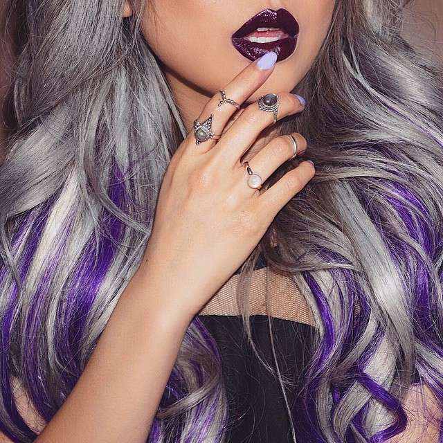 Gray hair with purple highlights