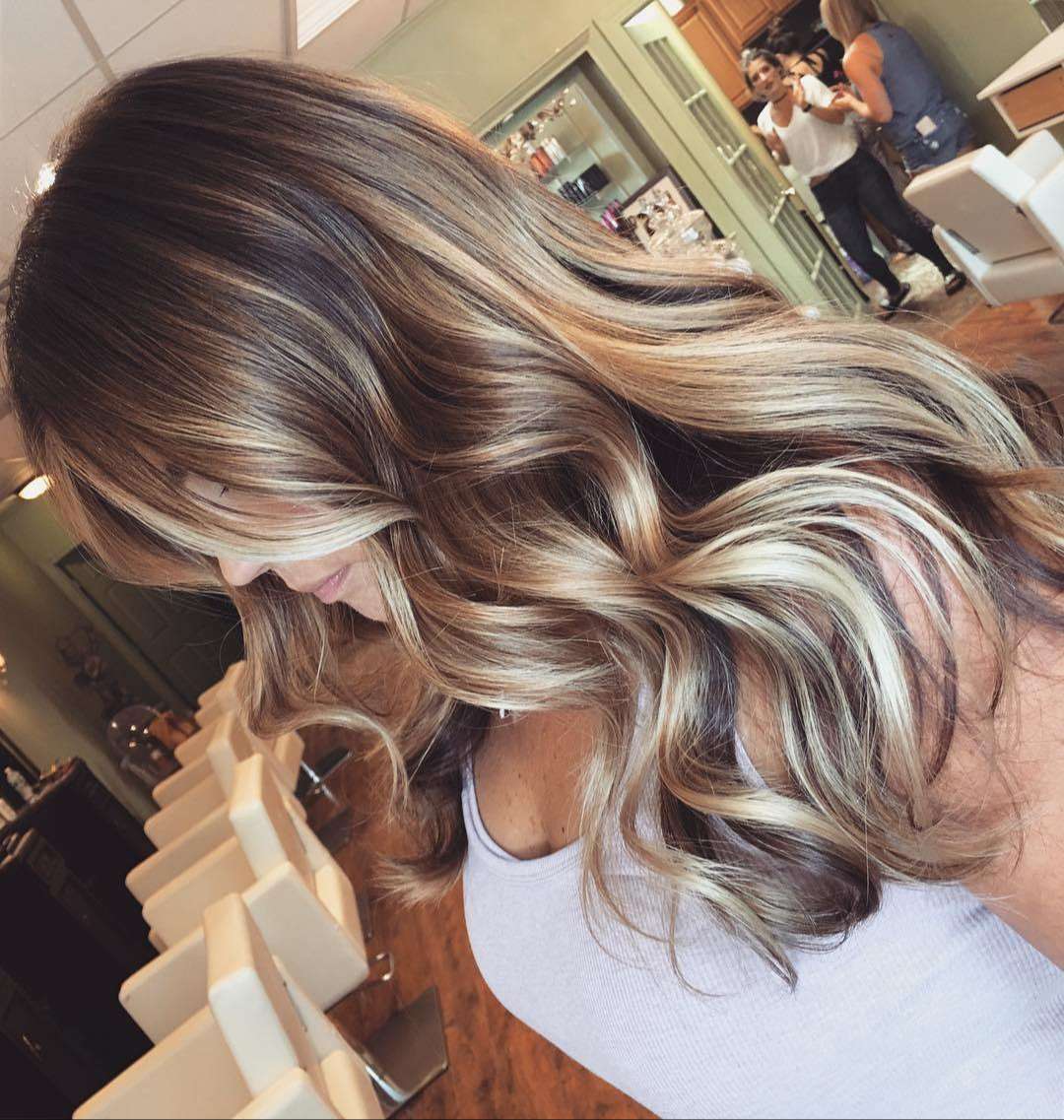 Light brown hair with platinum highlights