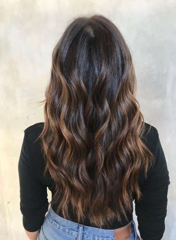 Long Dark Brown Hair With Caramel Highlights
