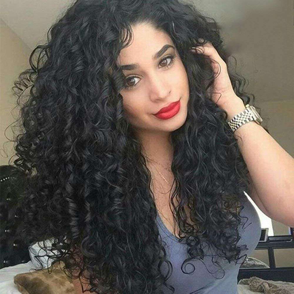 Long black curly hair