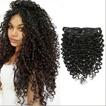 Long curly human hair extensions